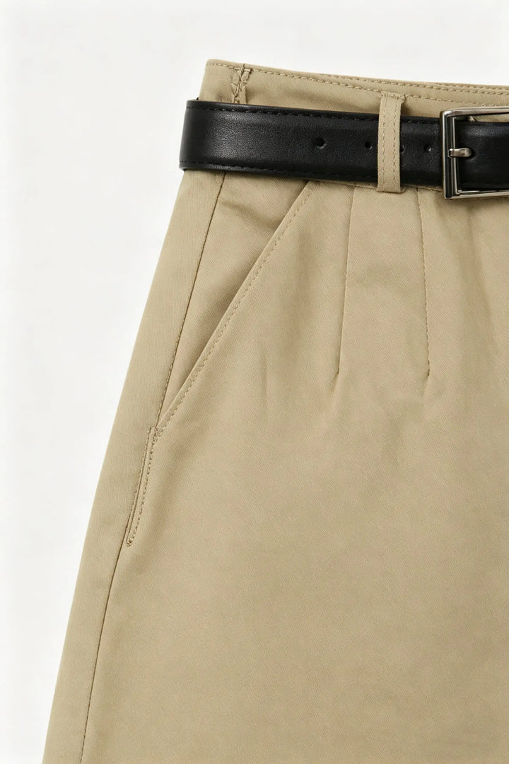 An image of a   12919 Belted A-Line Mini Skirt by  Mirra Masa
