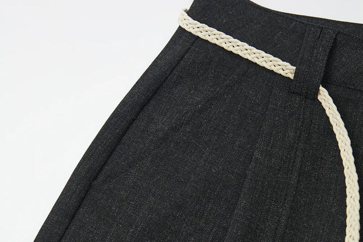 An image of a   12990 Woven Accent Wide Leg Pant by  Mirra Masa