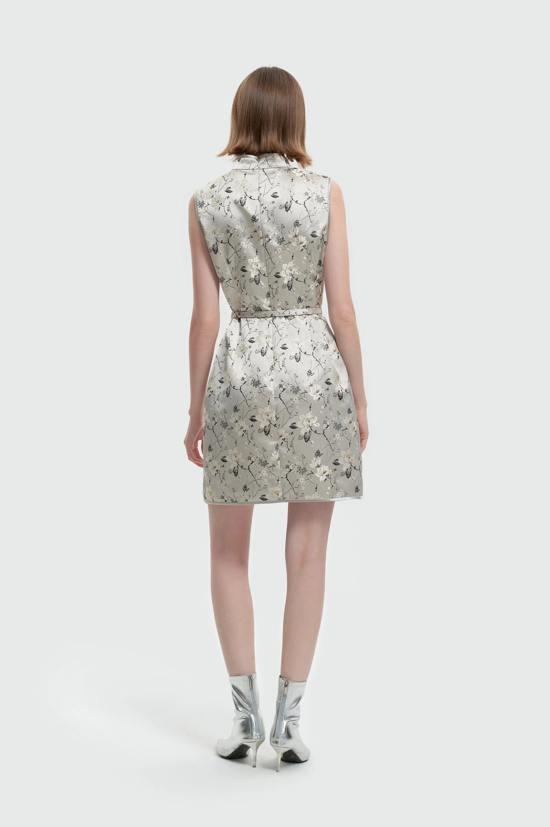 An image of a   13633 Satin Floral Shift Dress by  Mirra Masa