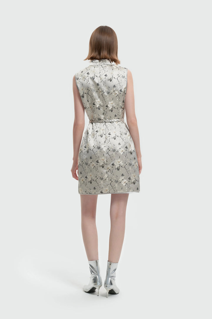 An image of a   13633 Satin Floral Shift Dress by  Mirra Masa