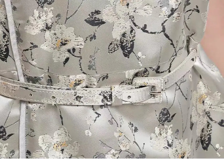 An image of a   13633 Satin Floral Shift Dress by  Mirra Masa