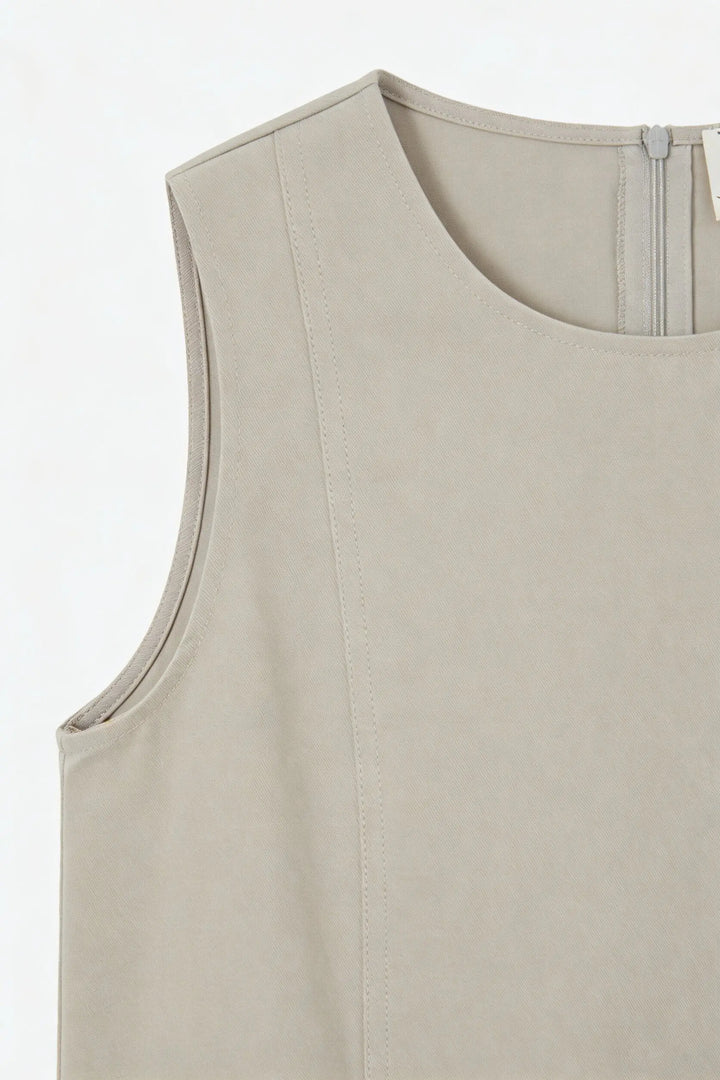 An image of a   13991 Sleeveless Pocket Shift Dress by  Mirra Masa