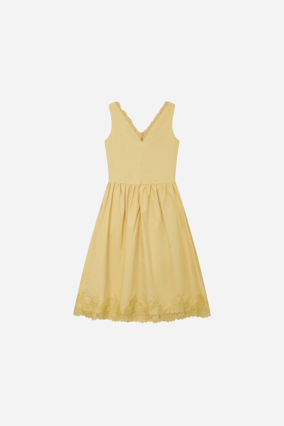An image of a   13994 Lace-Trim V-Neck Midi Dress by  Mirra Masa