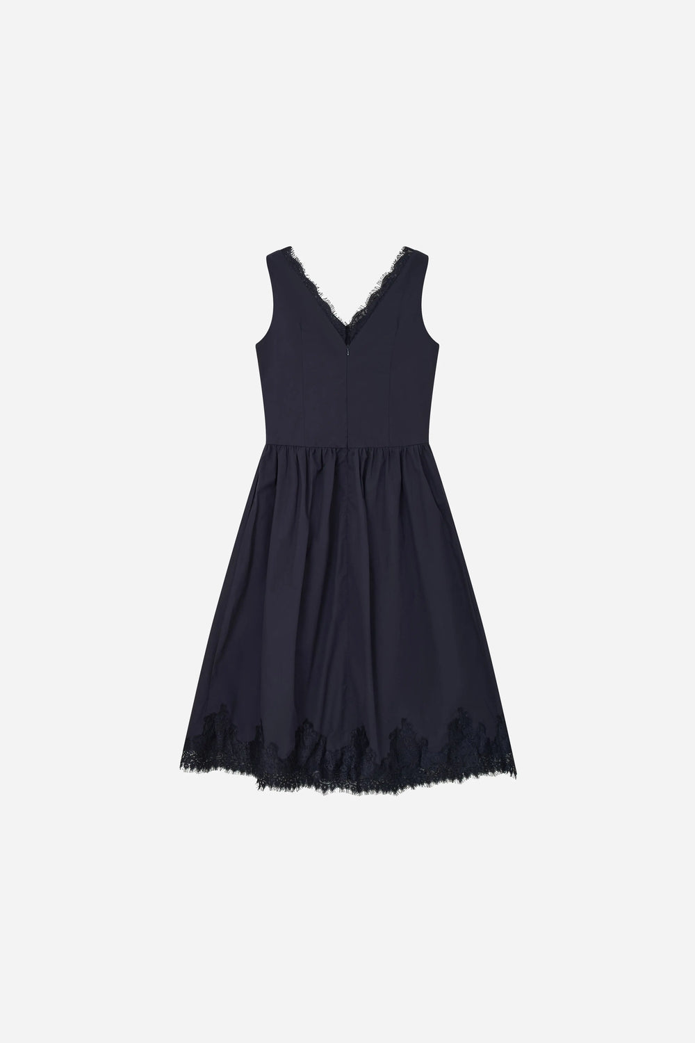 An image of a   13994 Lace-Trim V-Neck Midi Dress by  Mirra Masa