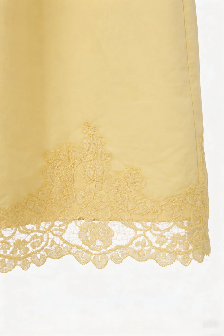 An image of a   13994 Lace-Trim V-Neck Midi Dress by  Mirra Masa
