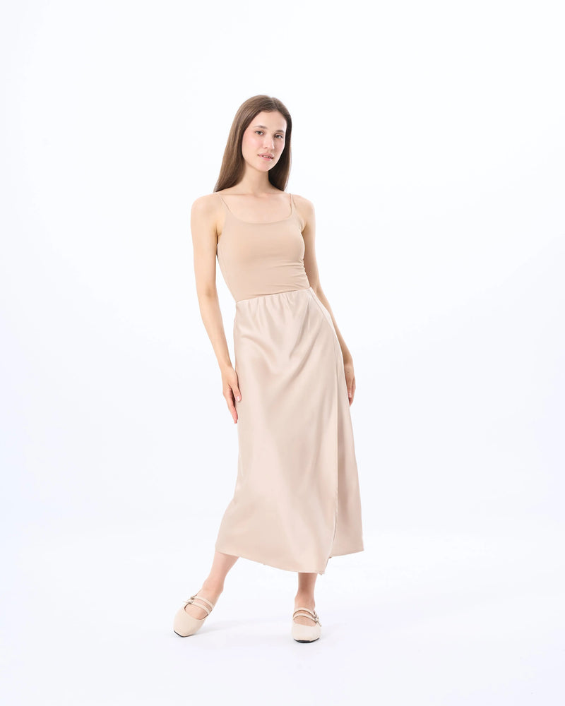 16161 Satin Side Slit Skirt
