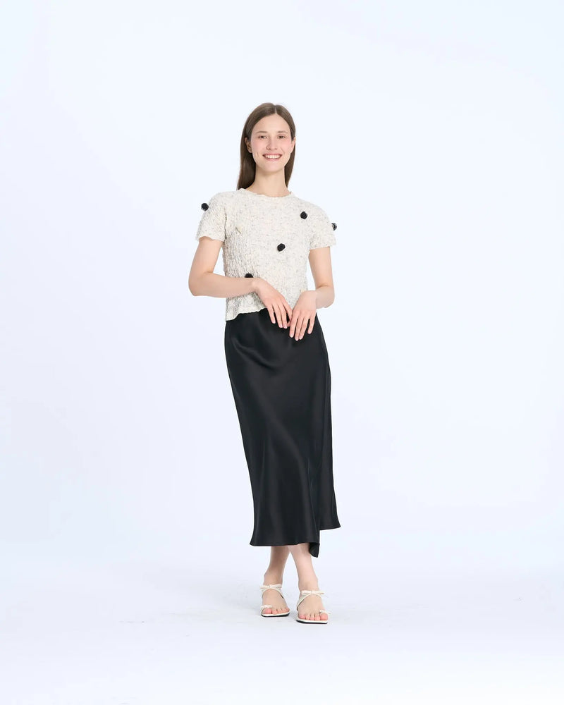 16161 Satin Side Slit Skirt