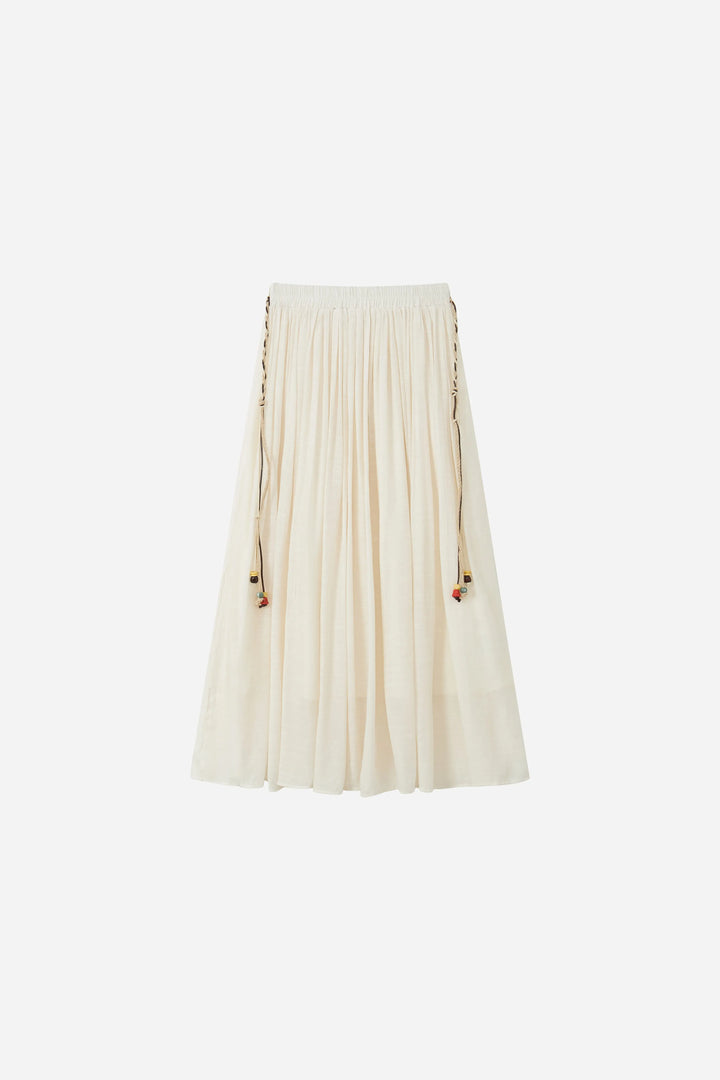 An image of a   20038OL Pleated Cotton Maxi Skirt by  Mirra Masa