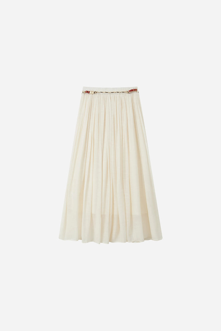 An image of a   20038OL Pleated Cotton Maxi Skirt by  Mirra Masa