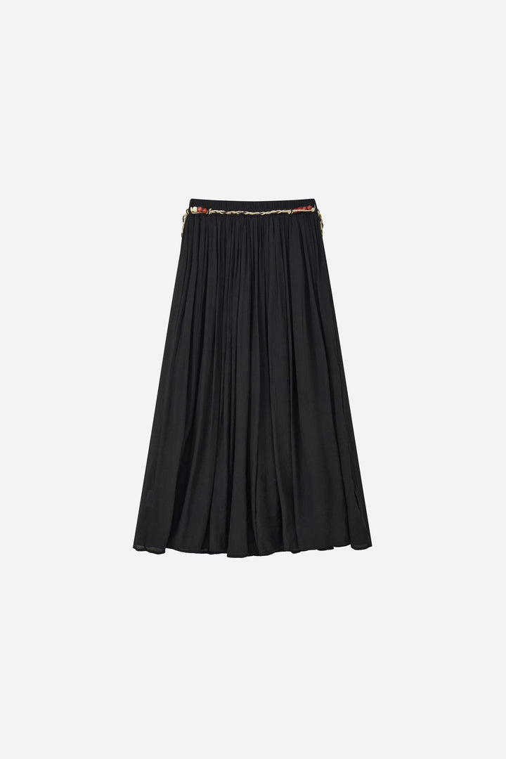 An image of a   20038OL Pleated Cotton Maxi Skirt by  Mirra Masa