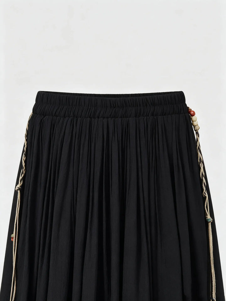 An image of a   20038OL Pleated Cotton Maxi Skirt by  Mirra Masa