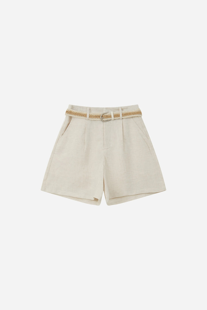 An image of a   20537 Belted Linen Shorts by  Mirra Masa