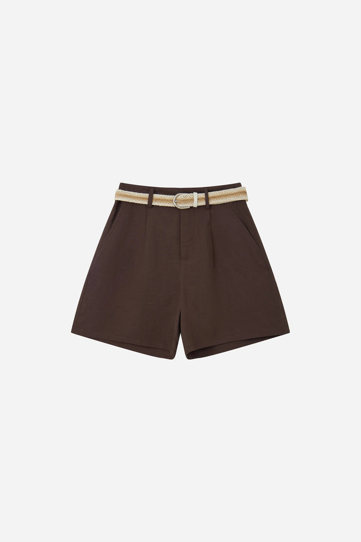 An image of a   20537 Belted Linen Shorts by  Mirra Masa