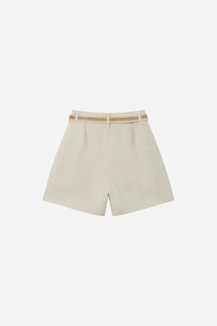 An image of a   20537 Belted Linen Shorts by  Mirra Masa