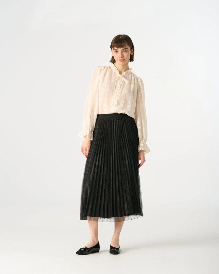 An image of a   205519 Inner-Glitter Pleated Skirt by  Mirra Masa