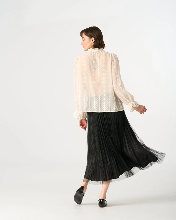 An image of a   205519 Inner-Glitter Pleated Skirt by  Mirra Masa