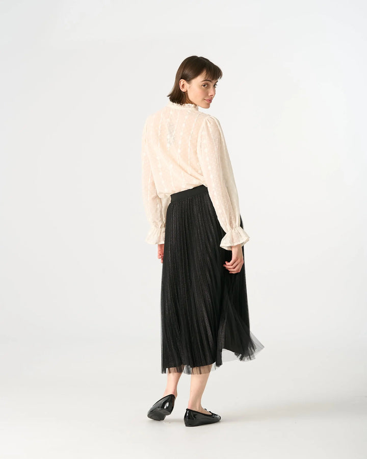 An image of a   205519 Inner-Glitter Pleated Skirt by  Mirra Masa