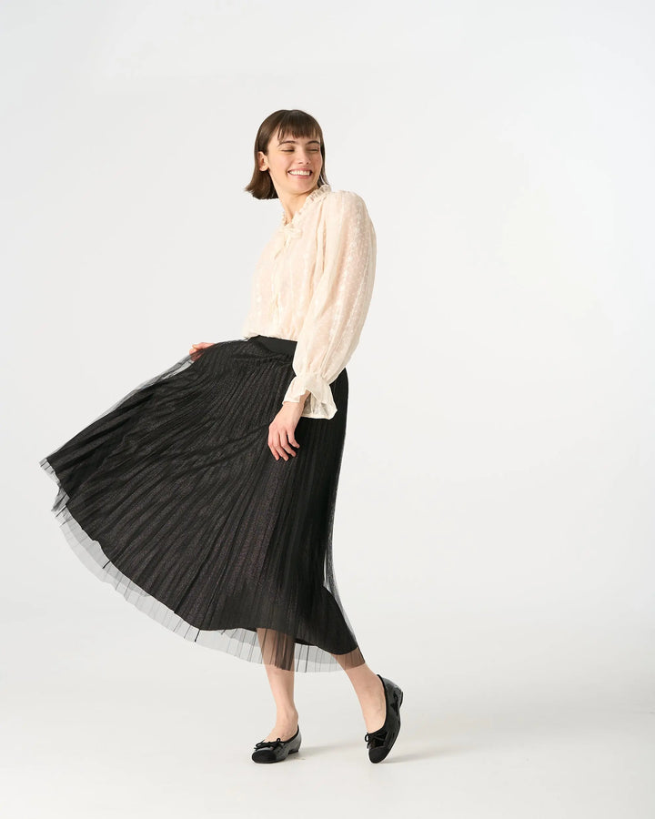 An image of a   205519 Inner-Glitter Pleated Skirt by  Mirra Masa