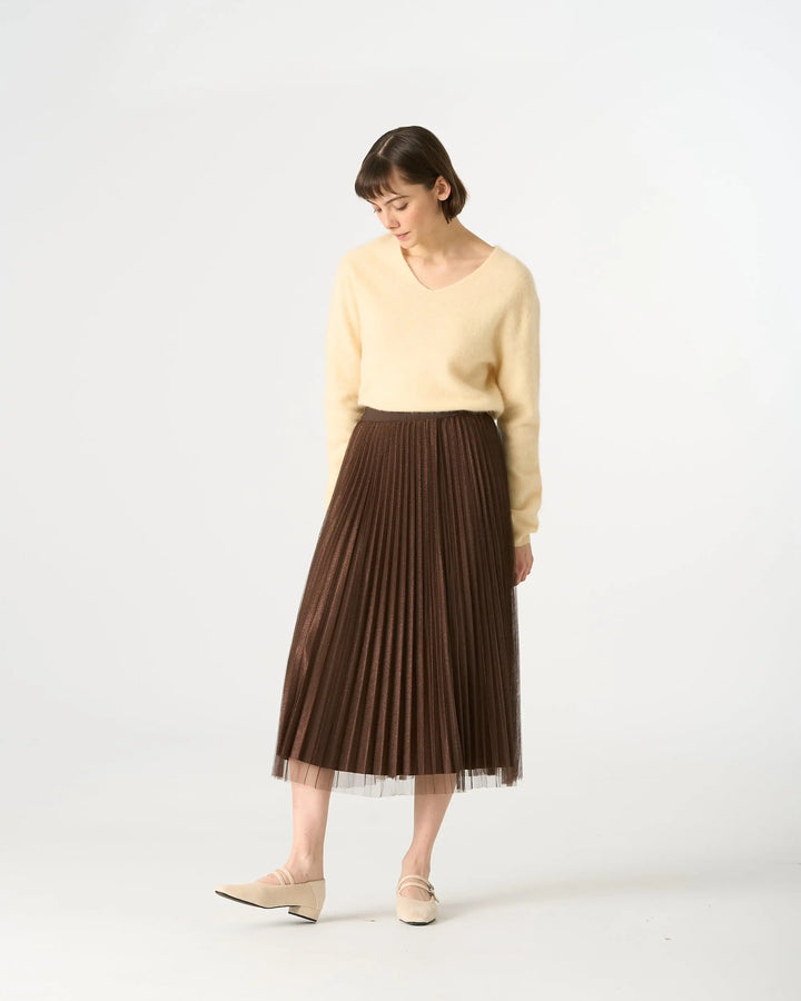 An image of a   205519 Inner-Glitter Pleated Skirt by  Mirra Masa