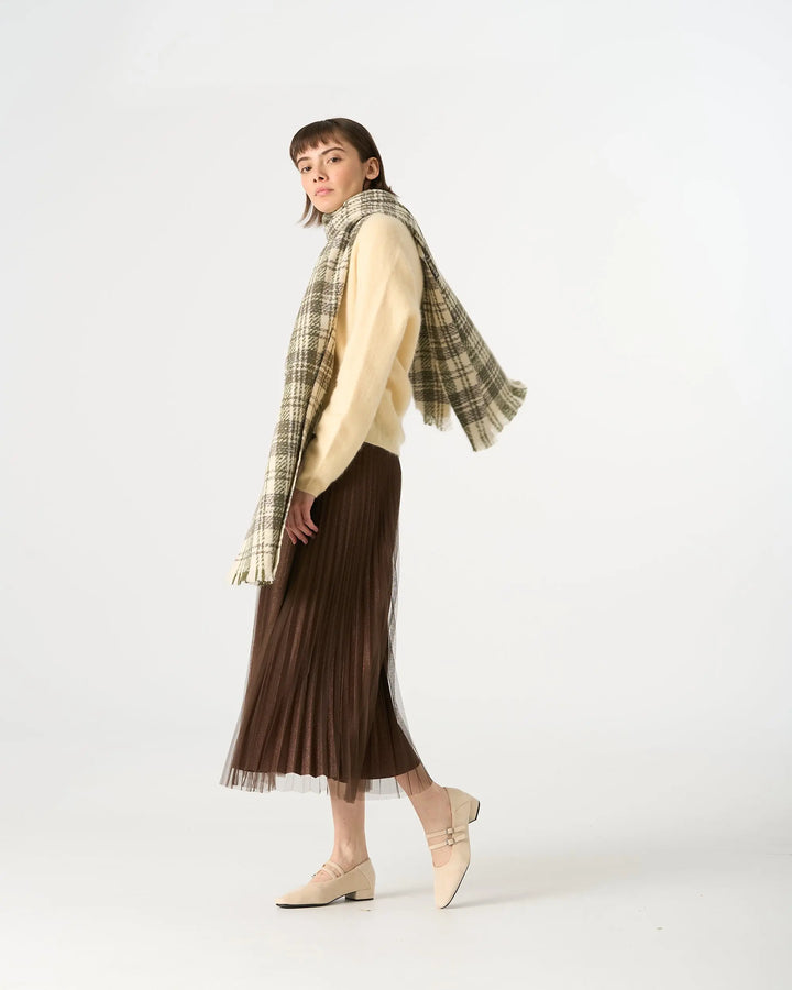 An image of a   205519 Inner-Glitter Pleated Skirt by  Mirra Masa