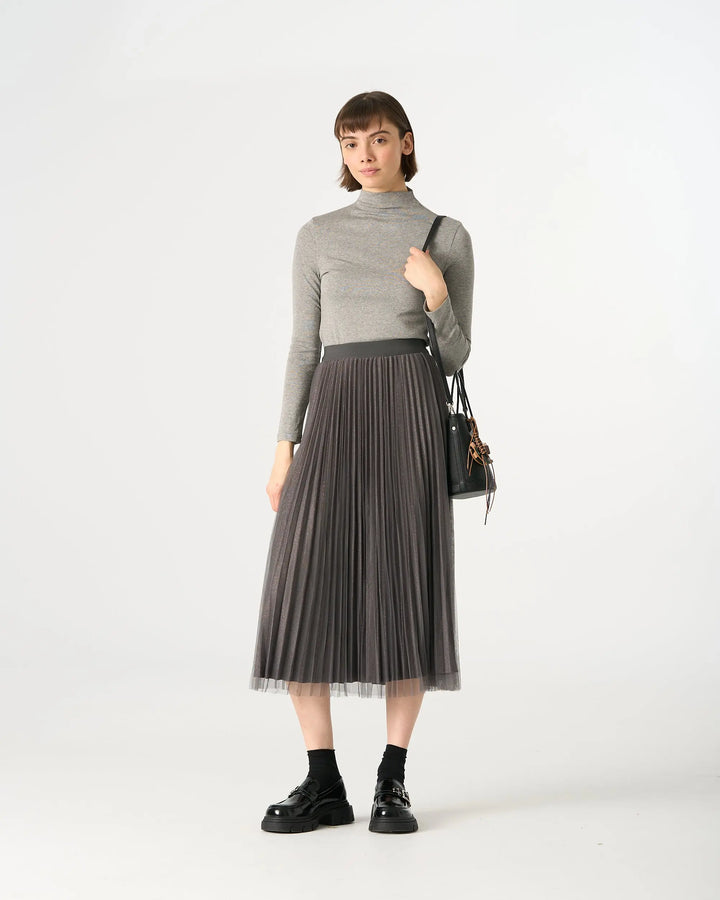 An image of a   205519 Inner-Glitter Pleated Skirt by  Mirra Masa