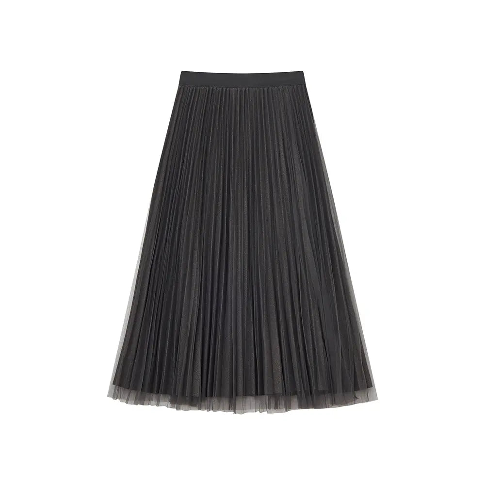 An image of a  Grey / onesize 205519 Reversible Pleated Skirt by  Mirra Masa