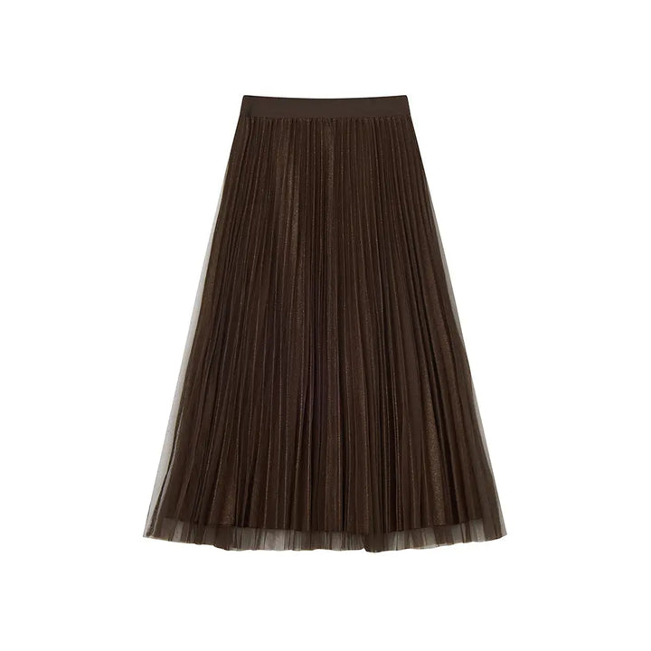 An image of a  Dark Espresso / onesize 205519 Reversible Pleated Skirt by  Mirra Masa