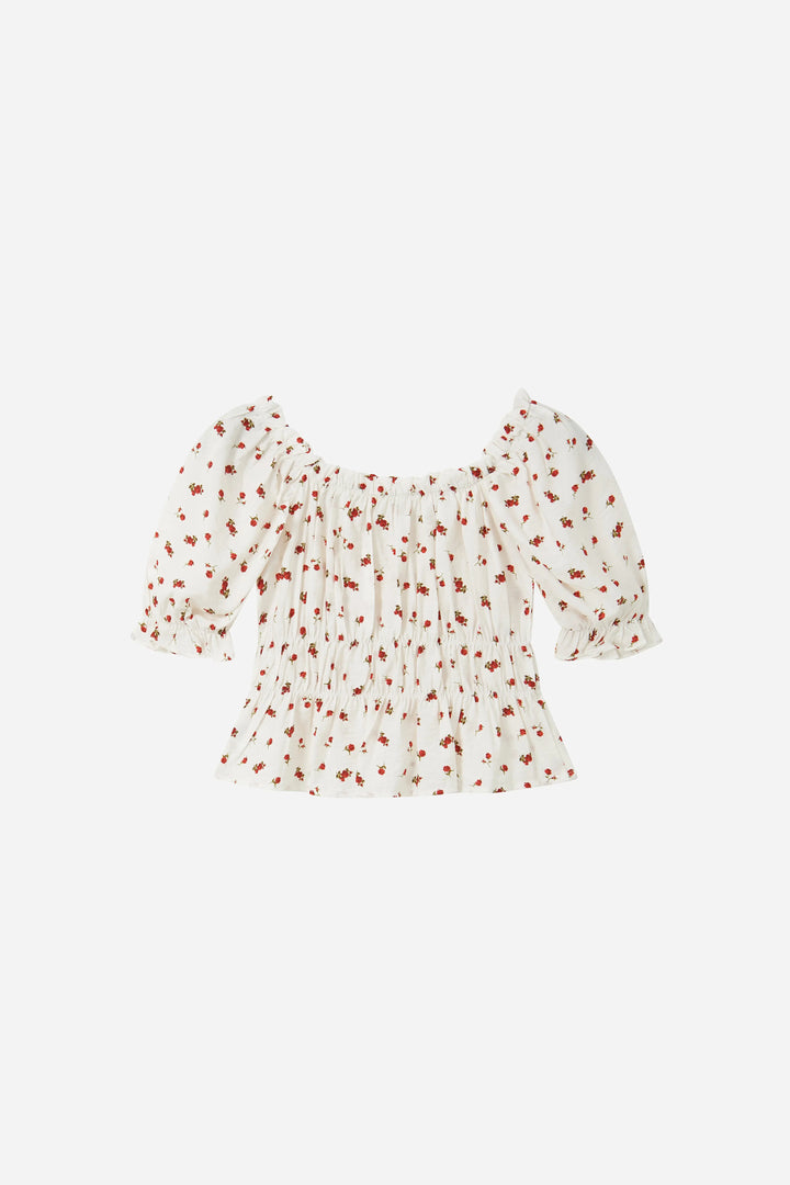 An image of a   21005 Smocked Puff Sleeve Blouse by  Mirra Masa