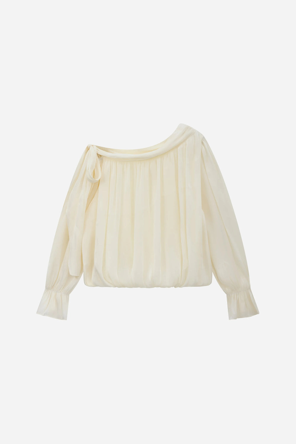 An image of a   21021 Asymmetrical Plisse Tie Blouse by  Mirra Masa