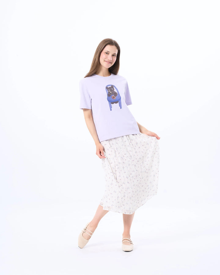 An image of a  Light Purple 21037 Graphic T-Shirt by  Mirra Masa