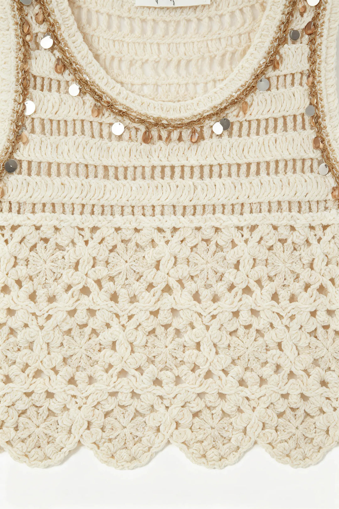 An image of a   21298OL Embellished Crochet Cotton Tank by  Mirra Masa
