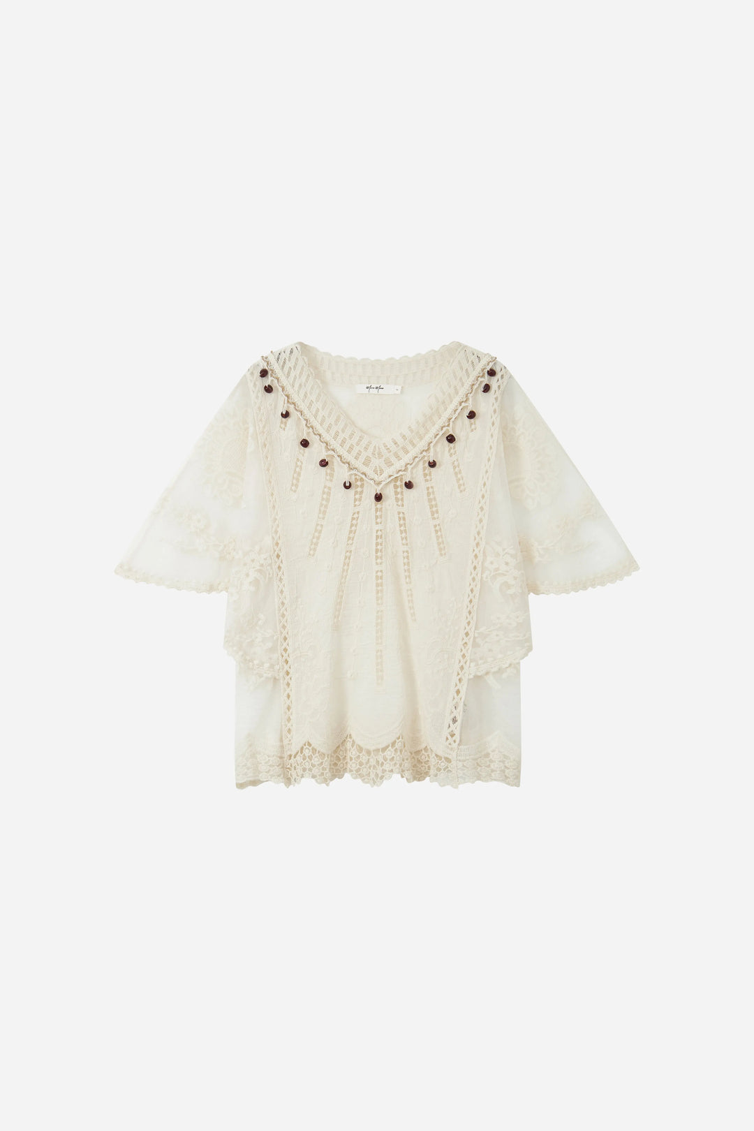 An image of a   21336OL Embroidered Cotton Lace Blouse by  Mirra Masa