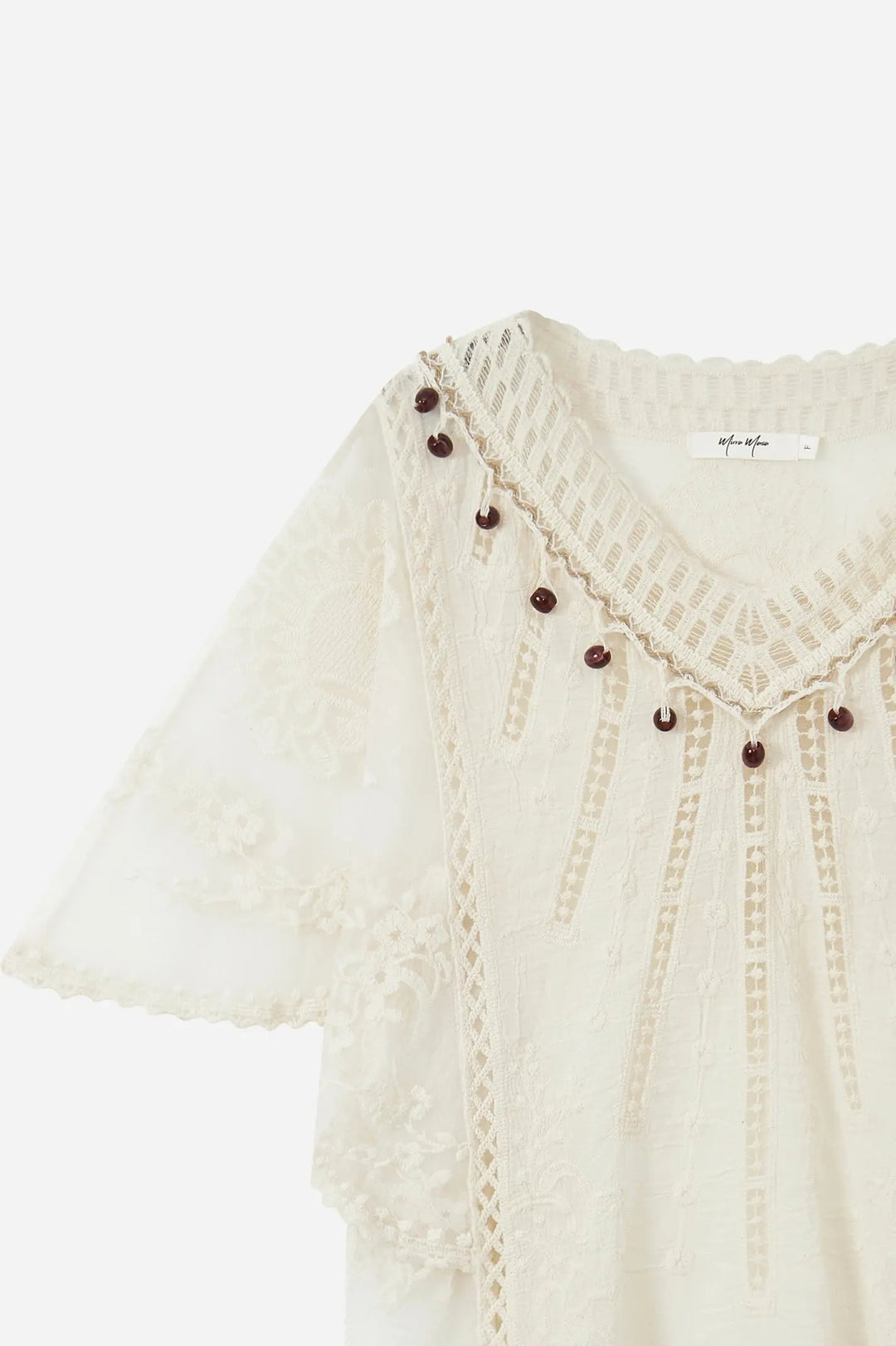 An image of a   21336OL Embroidered Cotton Lace Blouse by  Mirra Masa