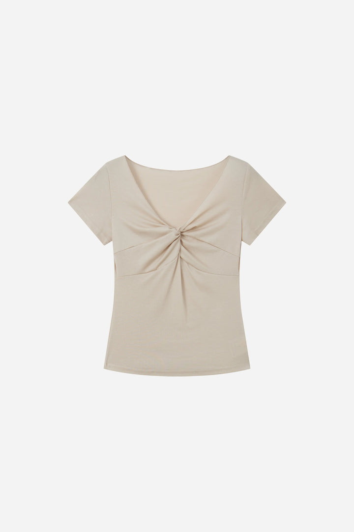 An image of a   21382 Twist-Front Fitted Tee by  Mirra Masa