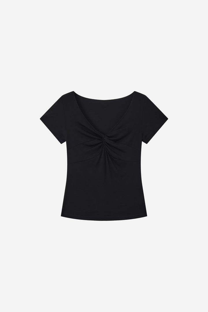 An image of a   21382 Twist-Front Fitted Tee by  Mirra Masa