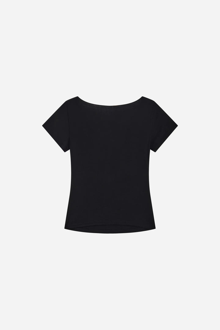 An image of a   21382 Twist-Front Fitted Tee by  Mirra Masa