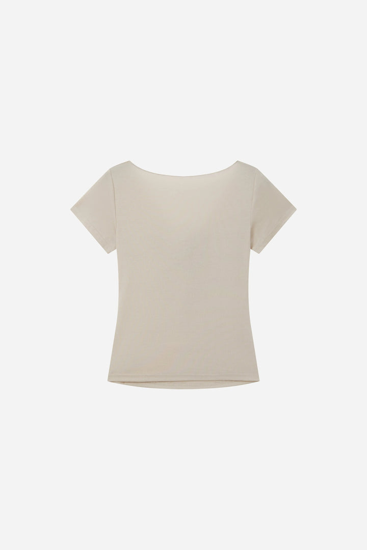 An image of a   21382 Twist-Front Fitted Tee by  Mirra Masa