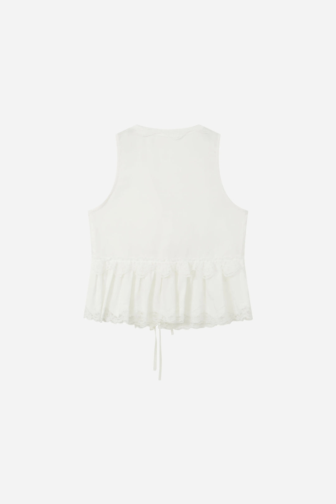 An image of a   21384 Lace Trim Tie-Front Top by  Mirra Masa