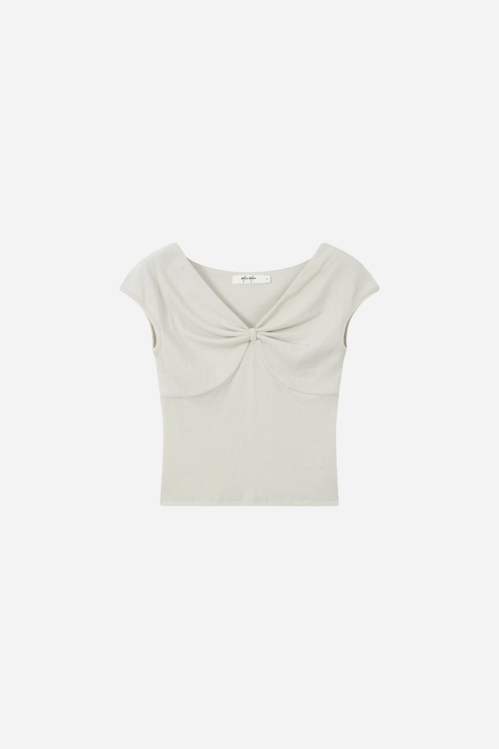 An image of a   21522 Twist Front Cap Sleeve Tee by  Mirra Masa