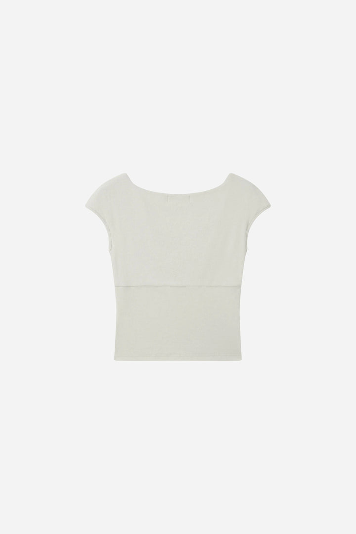 An image of a   21522 Twist Front Cap Sleeve Tee by  Mirra Masa