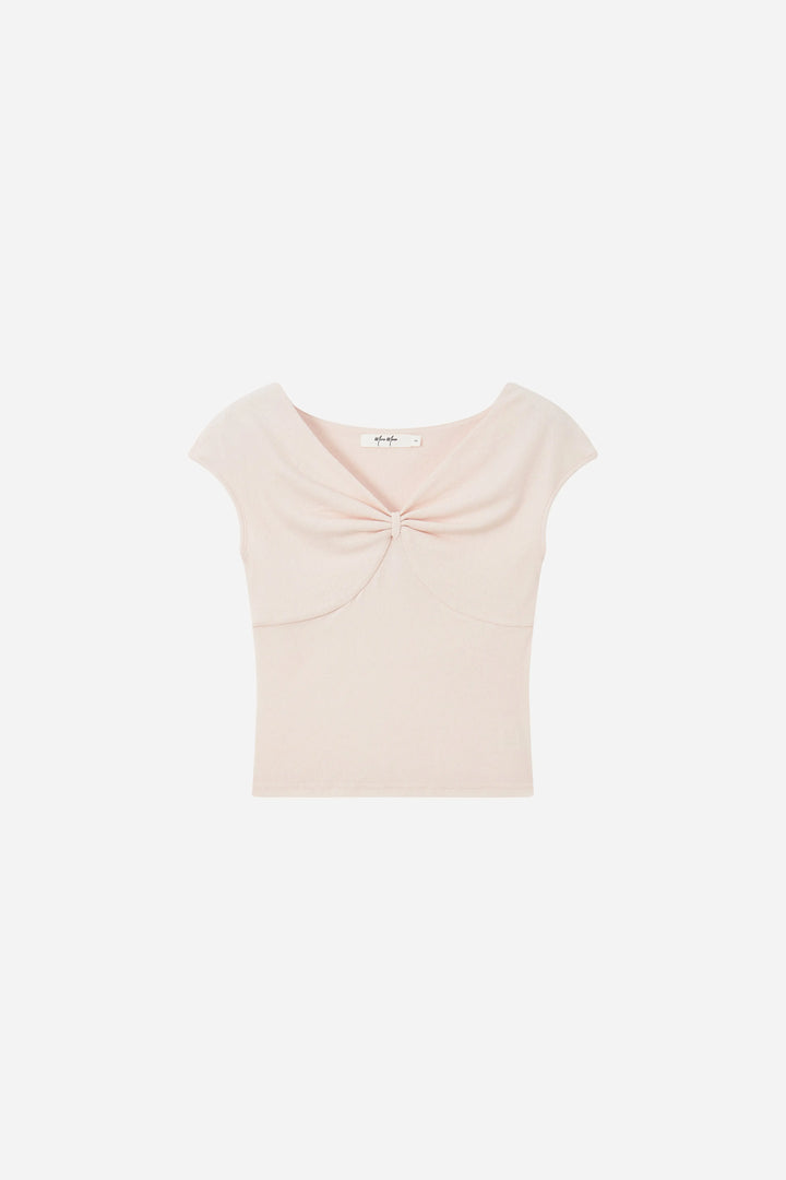 An image of a   21522 Twist Front Cap Sleeve Tee by  Mirra Masa