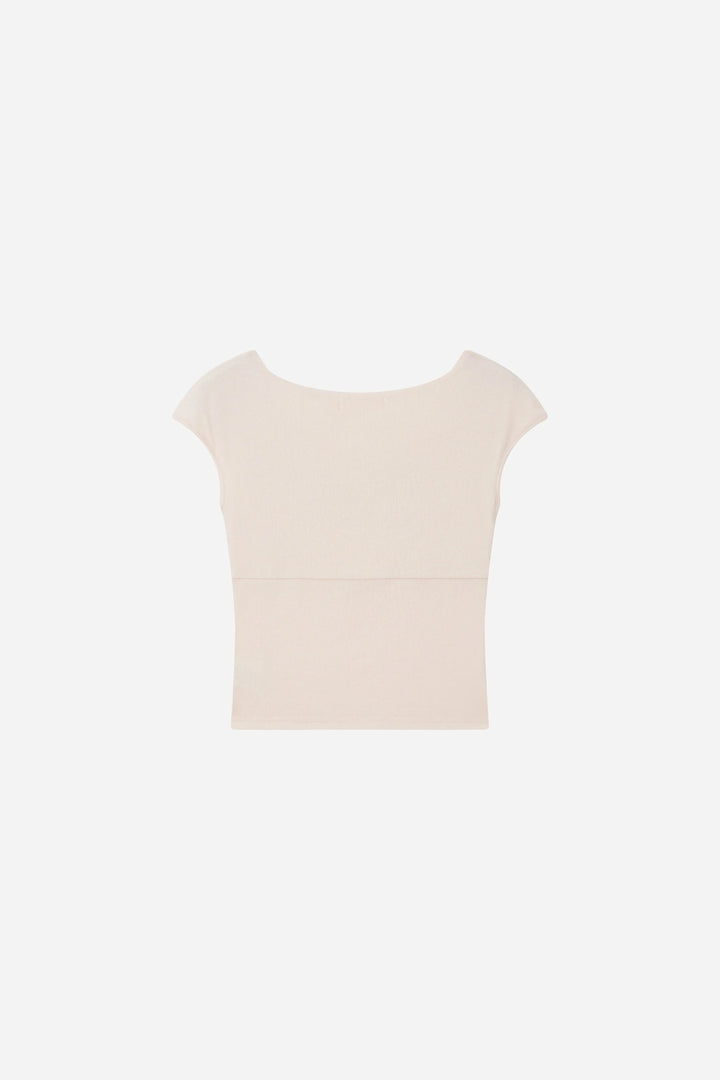 An image of a   21522 Twist Front Cap Sleeve Tee by  Mirra Masa