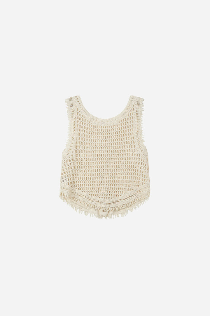 An image of a   21560OL Crochet Button-Up Vest by  Mirra Masa