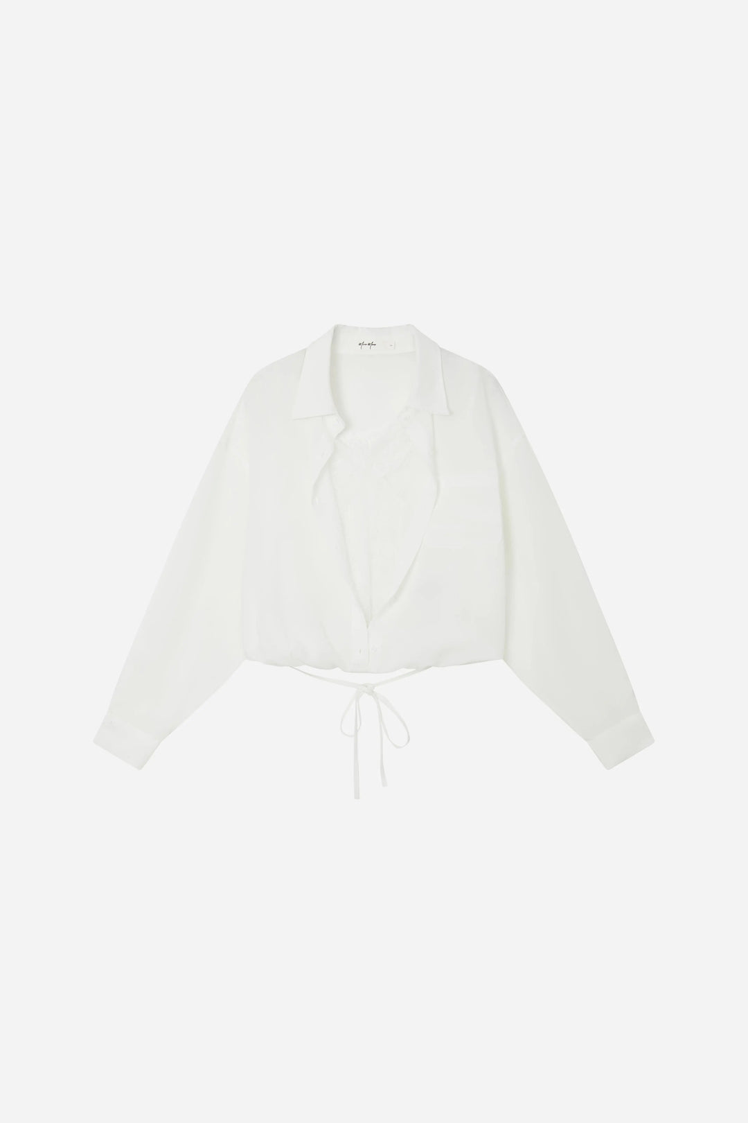 An image of a   21593 Layered Lace Trim Blouse by  Mirra Masa