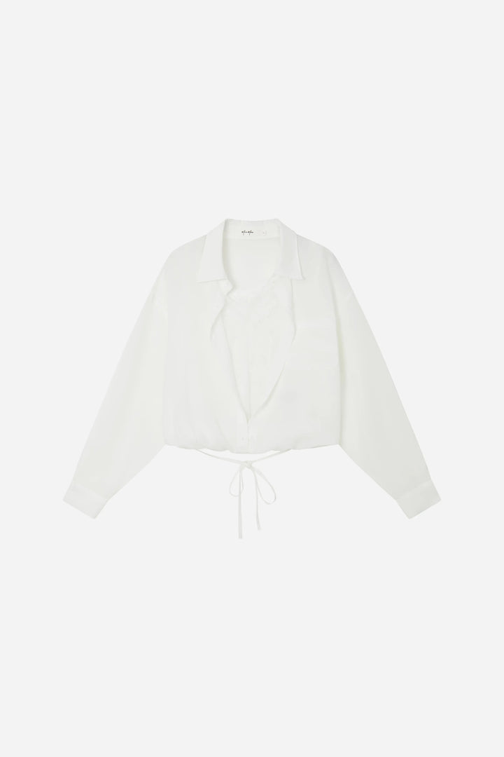 An image of a   21593 Layered Lace Trim Blouse by  Mirra Masa