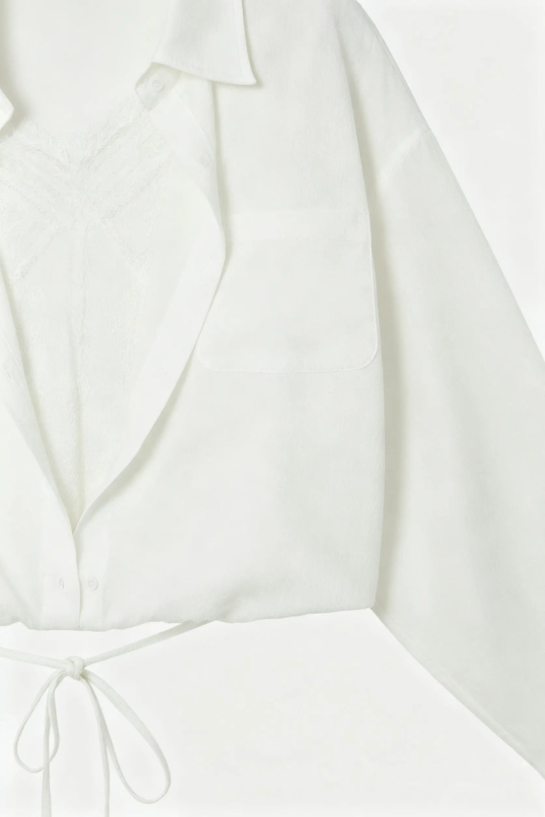 An image of a   21593 Layered Lace Trim Blouse by  Mirra Masa