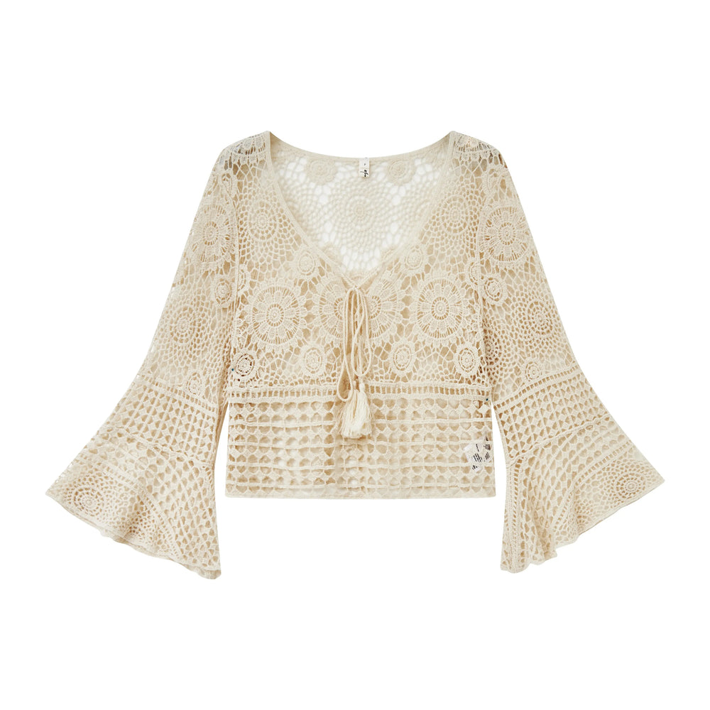 An image of a   21596 Laced and Cropped Overshirt by  Mirra Masa