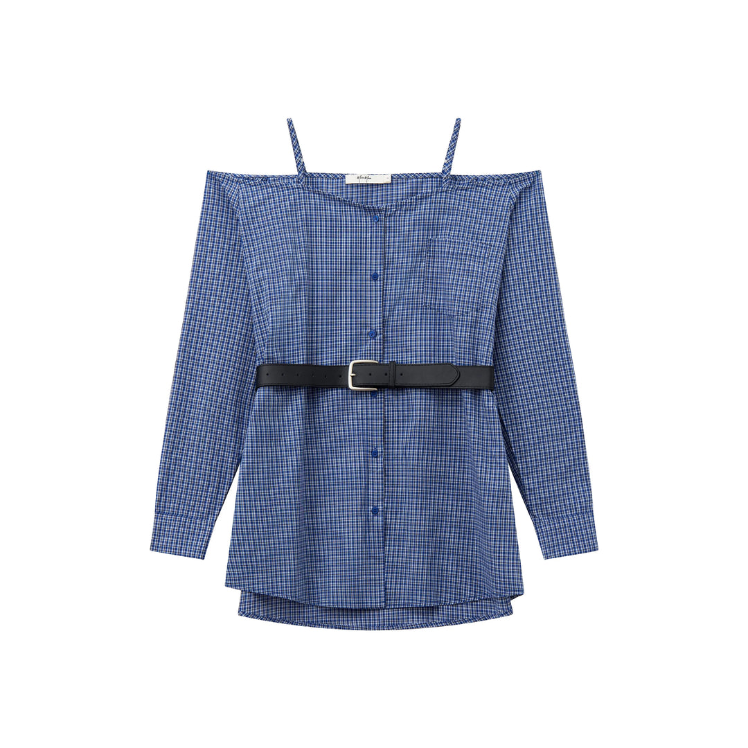 An image of a  Blue 21651 Shirt Dress by  Mirra Masa
