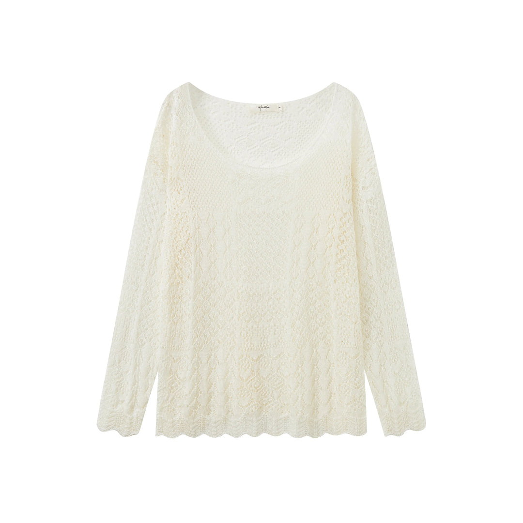 An image of a  White / One-Size 21653 Breezy Layering Knit Top by  Mirra Masa
