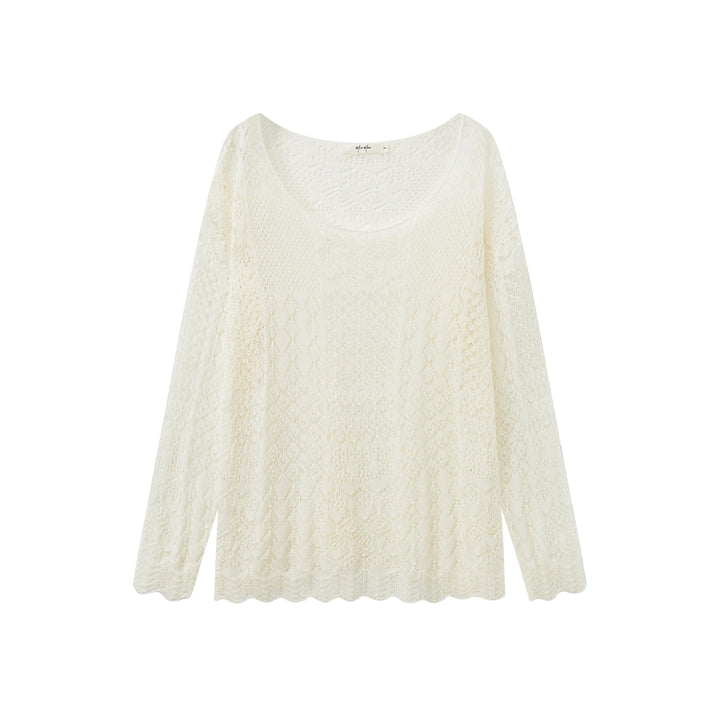 An image of a  White / One-Size 21653 Breezy Layering Knit Top by  Mirra Masa